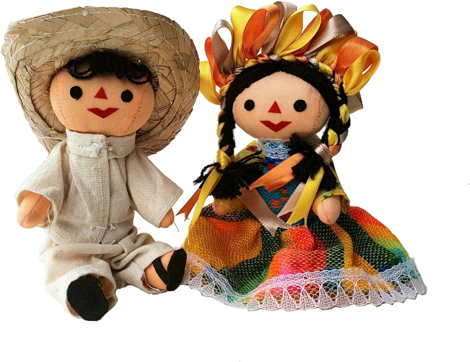 Mexican Handmade Traditional Rag Couple Dolls - 5 inches rag dolls with traditional clothes accept custom