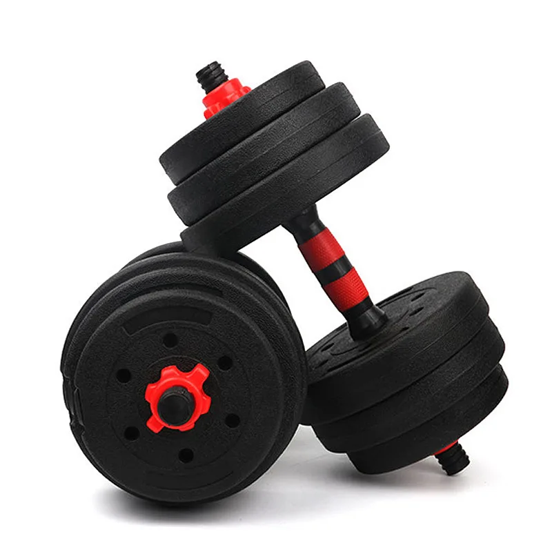 15kg/20kg/30kg/40kg/50kg Wholesale Cheap PVC Cover Cement Dumbbell Barbell TWO-USE Fitness Equipment