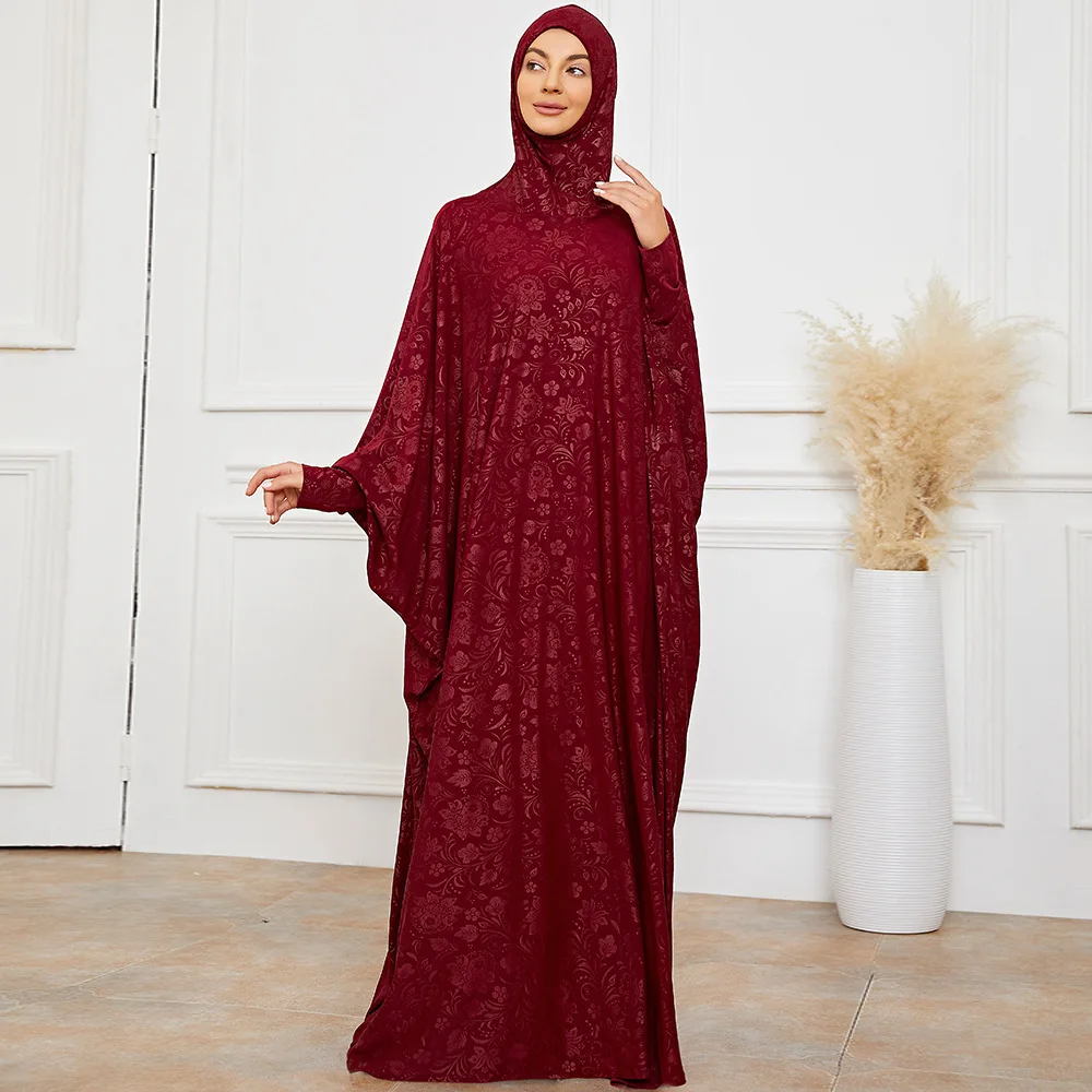 High Quality Abaya Women Muslim Turkish Arab Girls Jacquard Dresses Long Sleeves Islamic Clothing