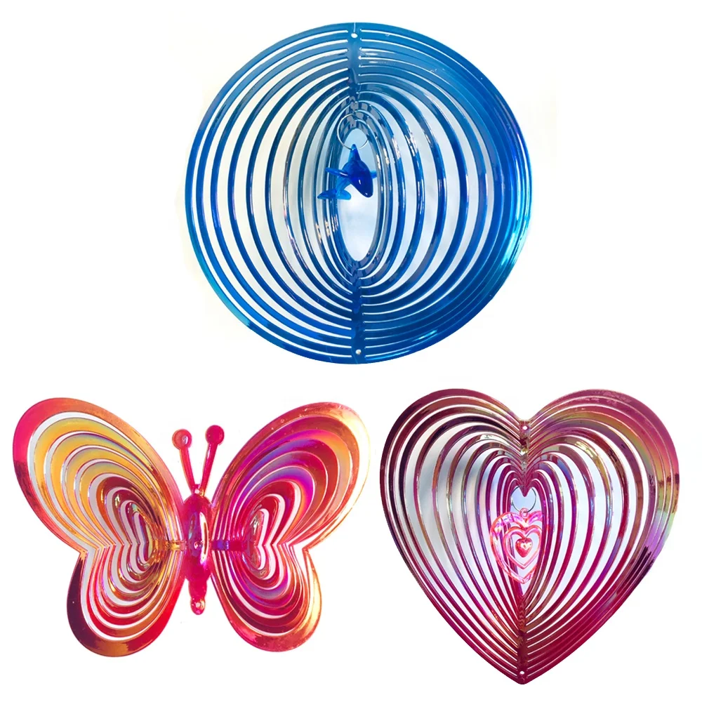 Heart-shaped love Hanging plastic reflective Wind Spinner For Home Garden yard Decoration bird scare