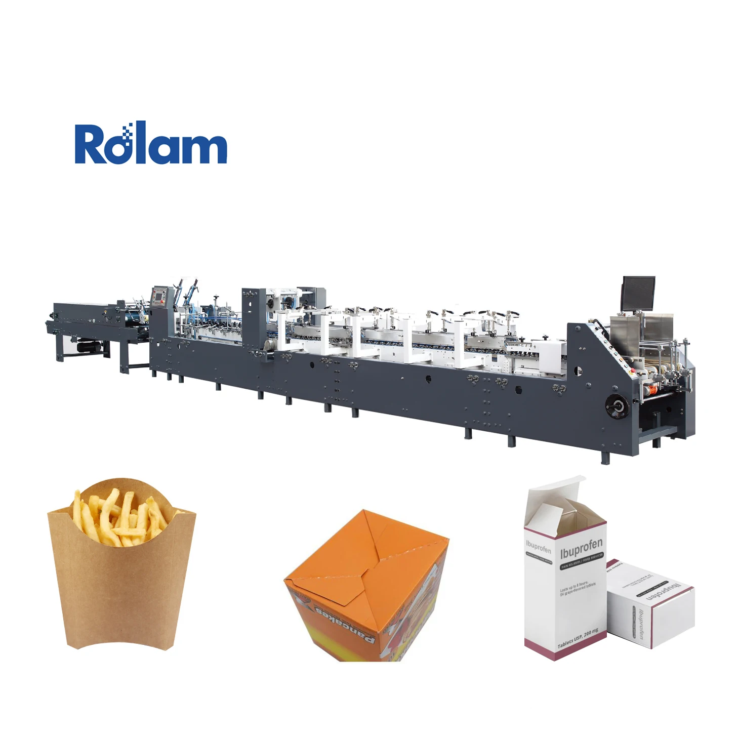 300m/min Speed Carton Folder Gluer Gluing and Folding Micro Corrugated Cardboard 4 Folds Food Box Machine