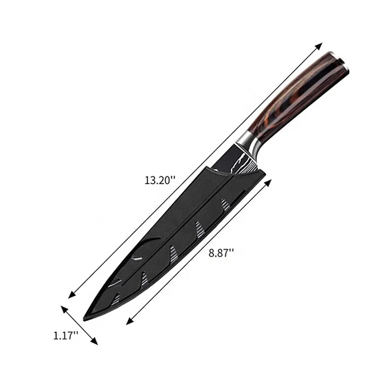 hot sale professional 7Cr17 stainless steel  8 inch damascus pattern kitchen chef knife
