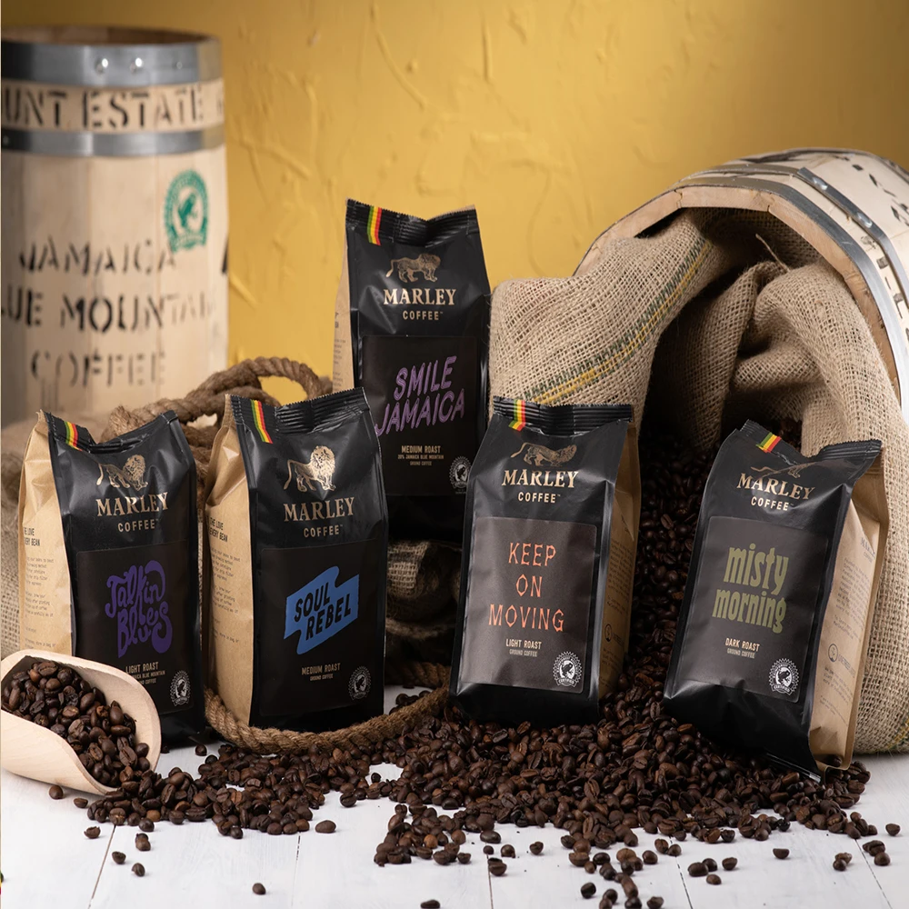 
One Love Medium Roast Organic Coffee Beans Marley Coffee from The Family of Bob Marley 6 x 227g 