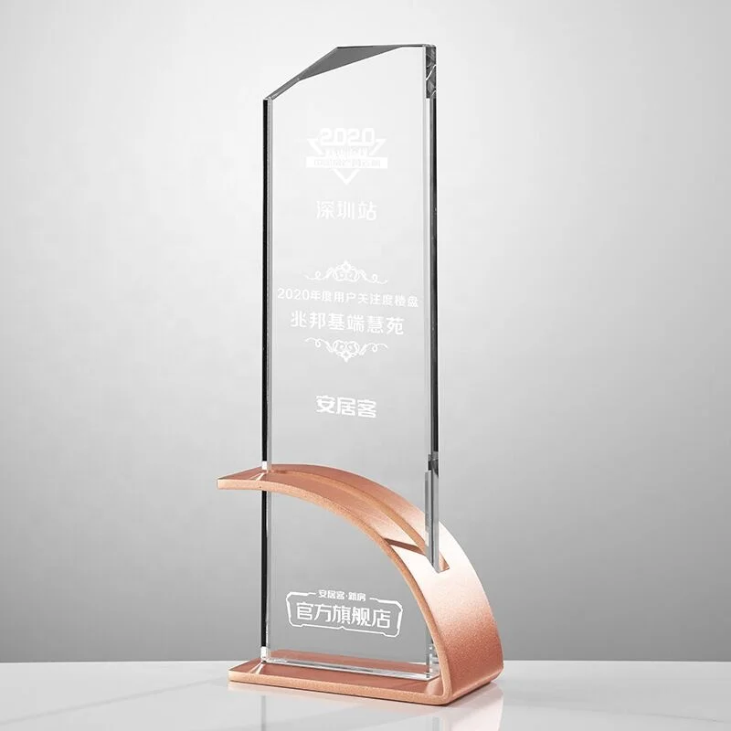 High Grade Customized Creativity Lettering Trophy Metal Crystal Award For Annual Meeting