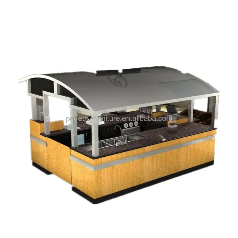 Wood Coffee Tea Kiosk High End Fast Food Bubble Bakery Display Mall Kiosk