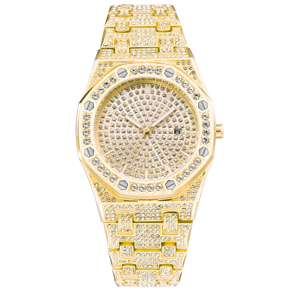  Miss Jewelry 18k позолоченные мужские часы хип-хоп bling CZ бриллианты