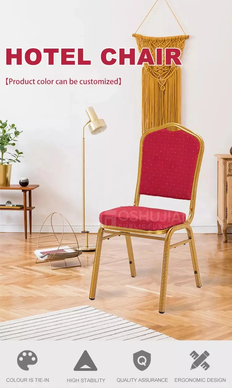 Manufacturer direct banquet hotel furniture price steel Metal aluminum hotel red fabric gold wedding hall  Party banquet chairs