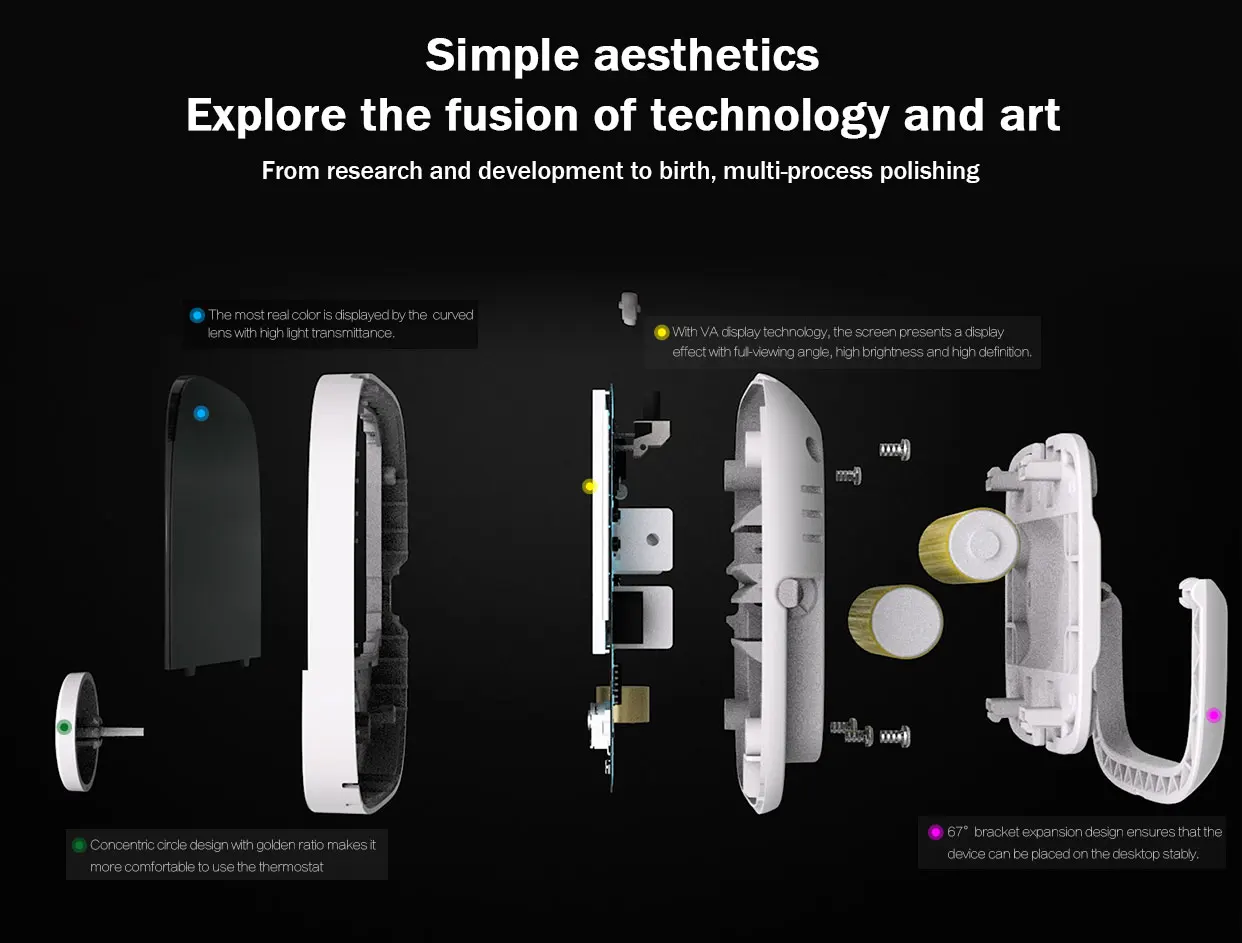 Smart Wall-Hung Gas Boiler Thermostat Modern ABS PC Desktop RF Wi-Fi Thermostat Temperature Control Weather Humidity Features