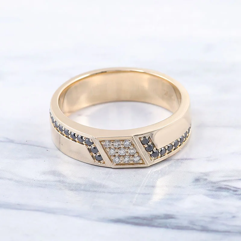 Luxury 6mm Ring Band 10k Gold Two Color Round VVS Moissanite Diamond Stones With GRA Certificate For Men