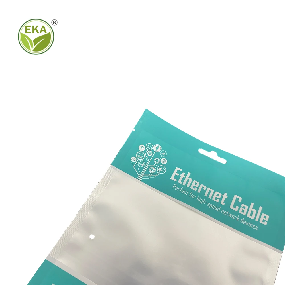 Factory Direct Sales Three Side Sealed Plastic Bag Window Hanging Hole Composite Stick Bone Bag Mobile Phone Shell Data Line Bag