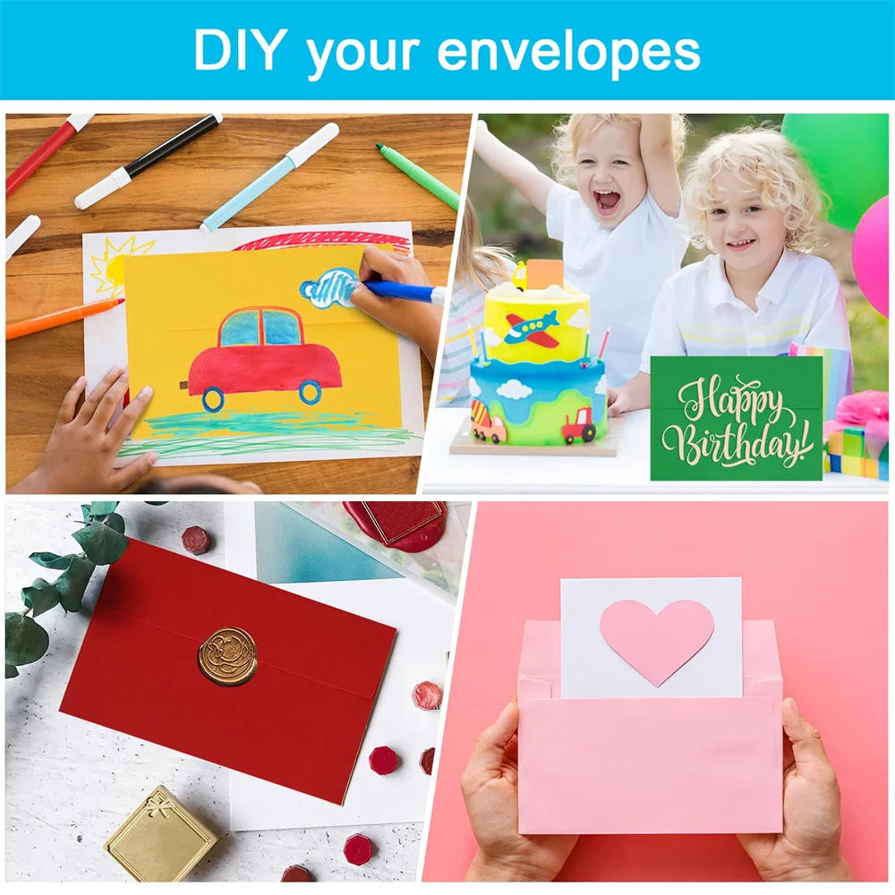 Custom 5x7 Invitation Envelopes Printable Colored A7 Envelopes Self Seal for Weddings Photos Postcards Greeting Cards Mailing