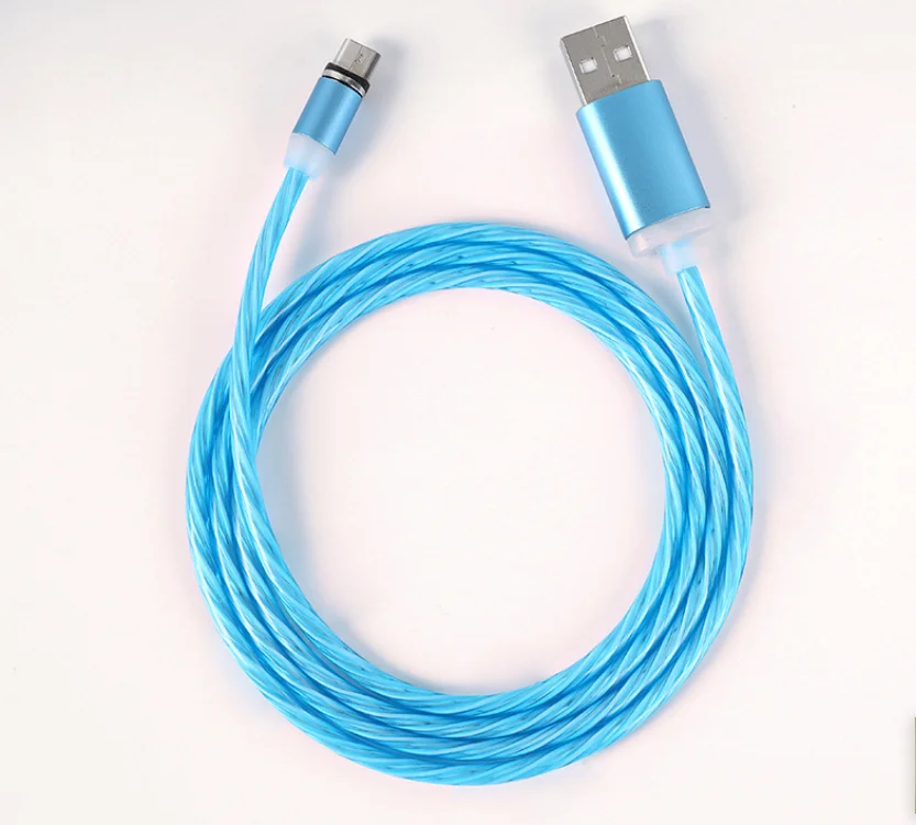 
2019 new style 3 in 1 Magnetic Cable LED USB Cable for Samsung Luminous Light USB Cable hot selling in US for phone charging 