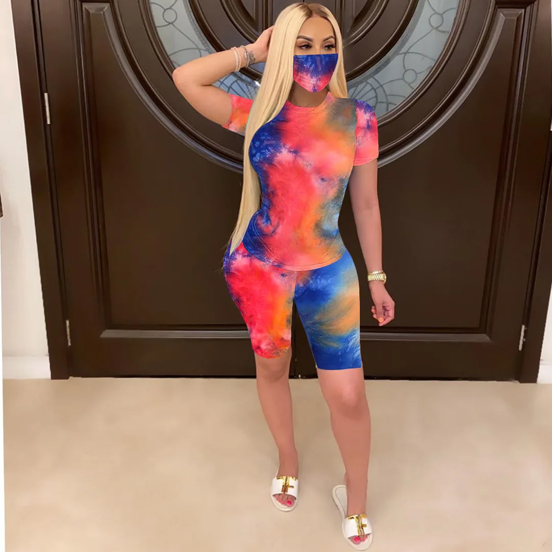 
Multi Color Printed Suit 2 Piece Pants Set Sportswear Tie Dye Plus Size Casual Woman Clothes 