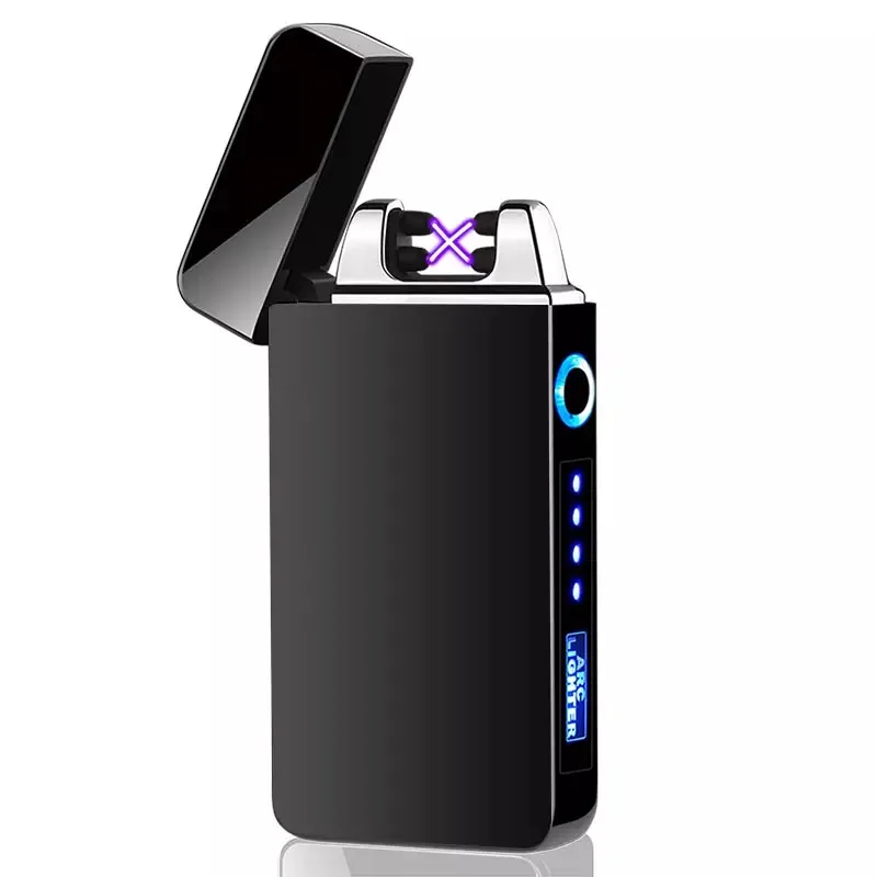 Fashionable Windproof Dual Arc USB Lighter LED Power Display Plasma Cigarette Lighter Rechargeable Electric Lighter