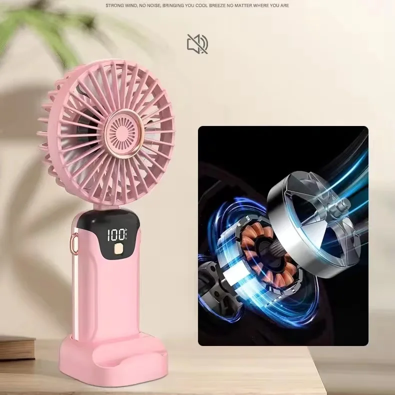 2024 Mini High-Speed Portable Rechargeable Mini Handheld Fan Summer Outdoor Use Hand Held Rechargeable Fan LED Display