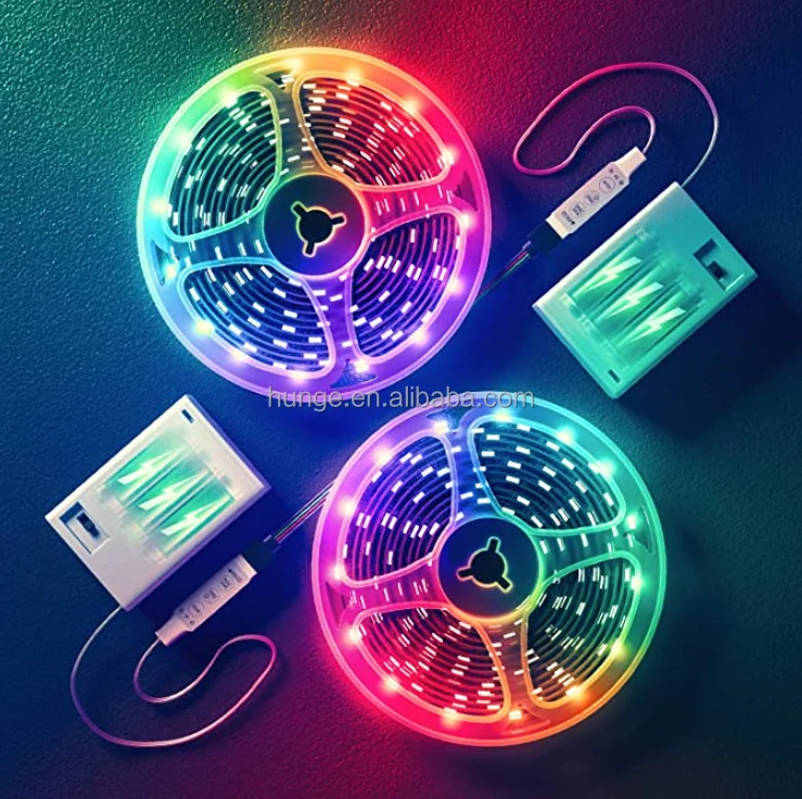 Battery Powered LED Strips Kit-5050 RGB Color Changing LED Strip,IP65,30leds/m, with 24 buttons or 3 buttons controller