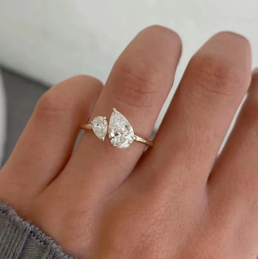 Toi et Moi engagement Ring with Lab-grown Diamonds Custom 14K 18K Gold GIA/IGI Certificated Wedding Band lab CVD diamond