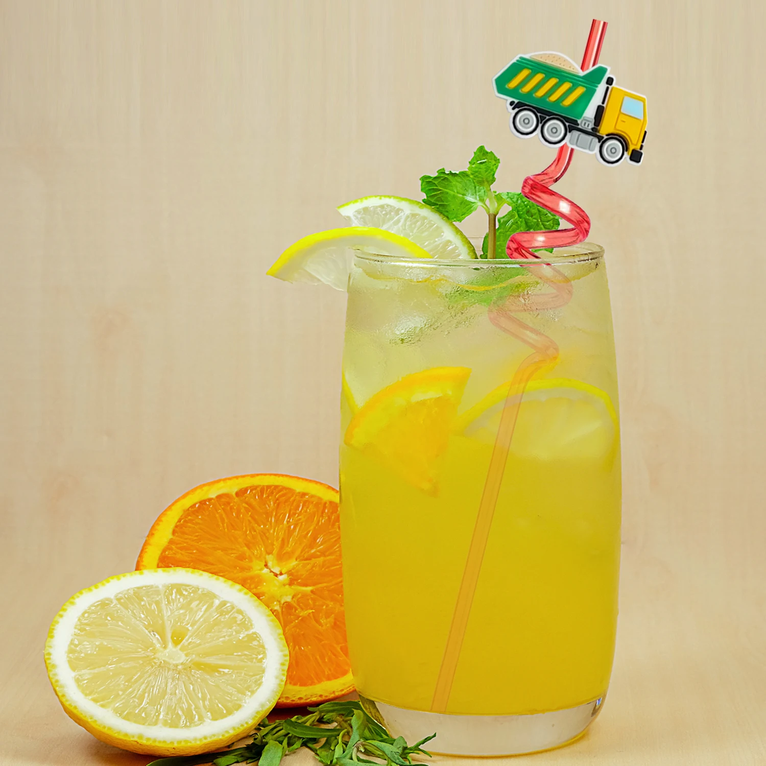 Transportation Car Construction Theme Plastic Straws Reusable Transportation Straws For Party Favors Supplies Gift