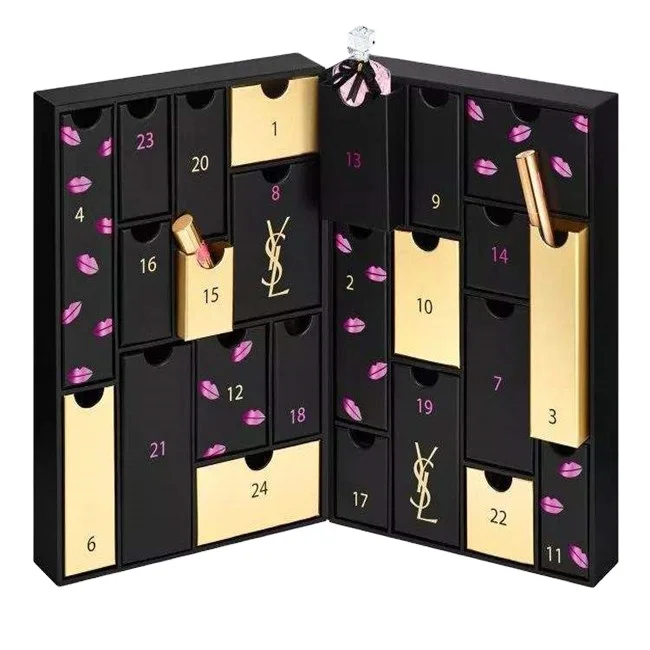 Custom logo surprise  jewlery box packaging paper Cosmetic chocolate candle Christmas advent calender calendar box 12 days