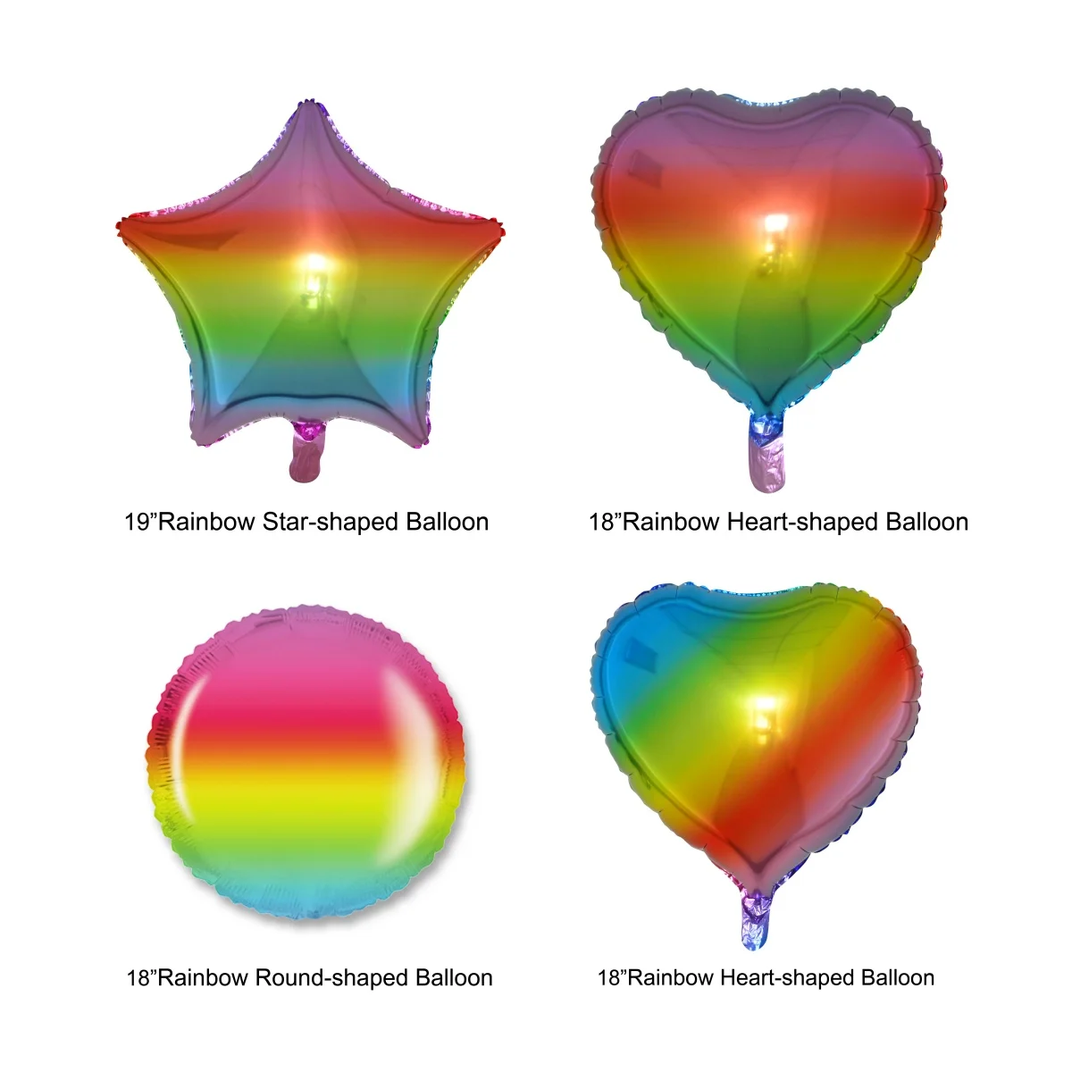 Custom Promotional Globos 18inches Heart Shaped Rainbow Balloons Wedding Party Decor 19' Round Shaped Foil Balloons