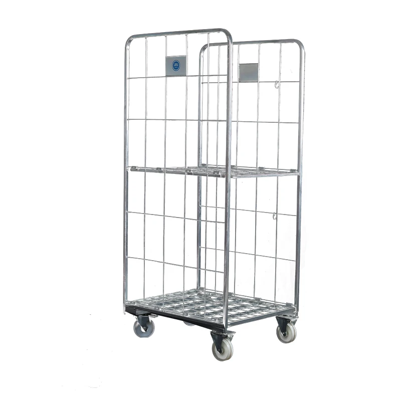 Transportation Custom 4 Wheel Collapsible Industrial Warehouse Steel Mobile Logistics Wire Cart Trolley Cage Trolley Cart