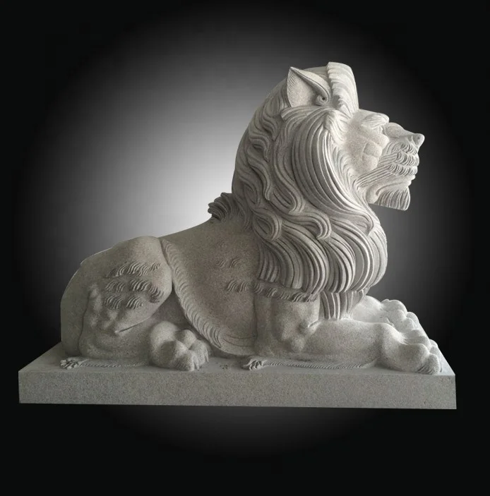 Pure White Lion Sculpture White Granite Stone Lion Animal Sculpture