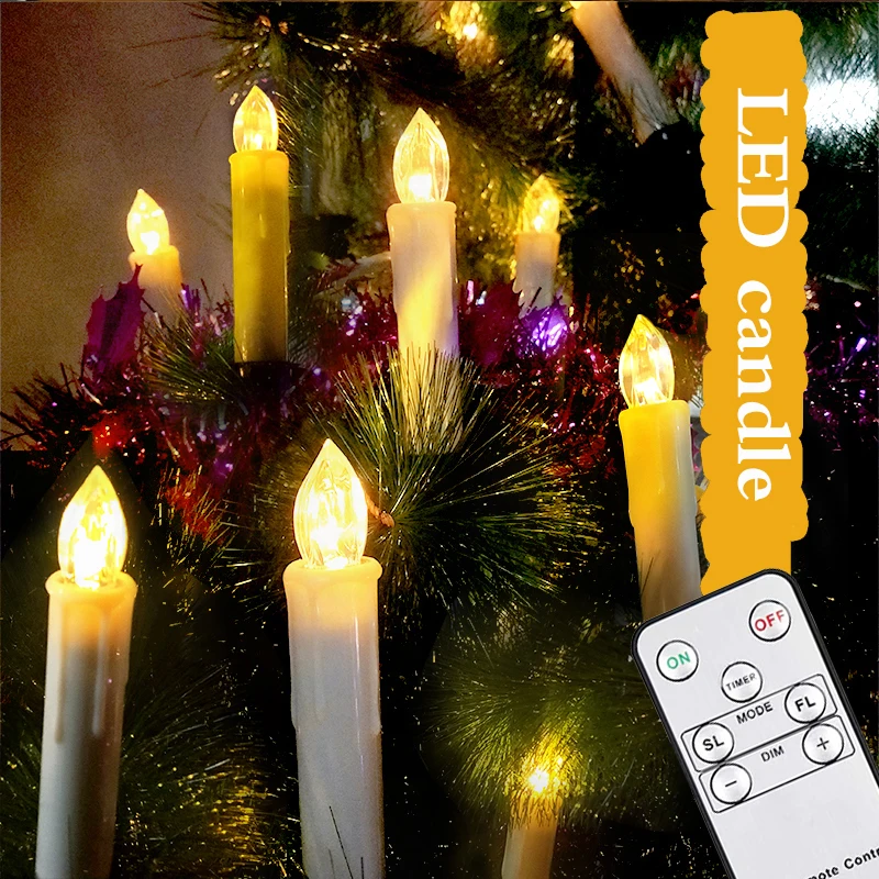10 Wholesale Rustic Christmas Tree Candles Clip-On Battery Powered Timer Function Warm Yellow Light Great for Decor