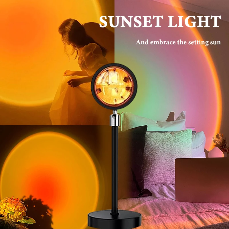 CYNRIN Sunset Projector Lamp Led Sunset 180 Degree Rotation Projection Light Lamp For Home Decoration