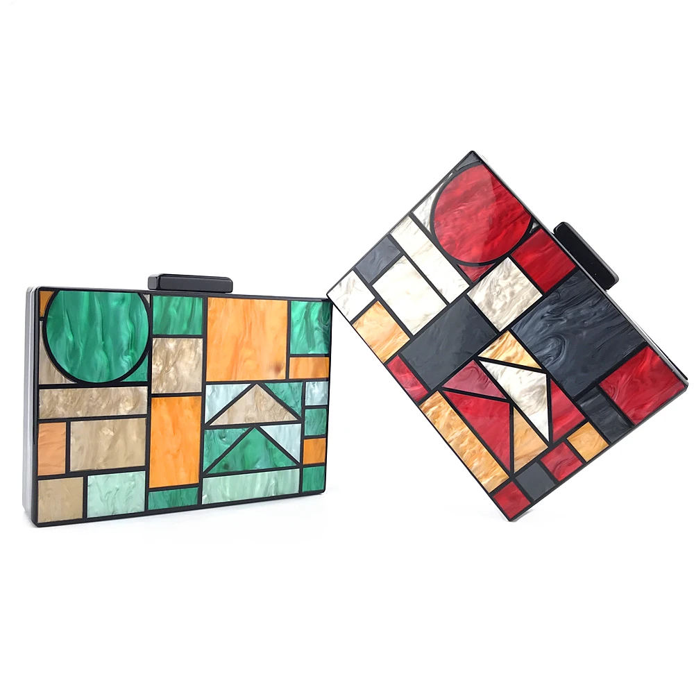 OC4126 China evening bags factory acrylic geometric multi purse frames