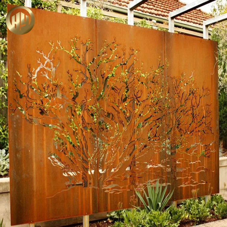 Custom Design Corten Steel Rusty Garden Decoration Screen Metal Panel
