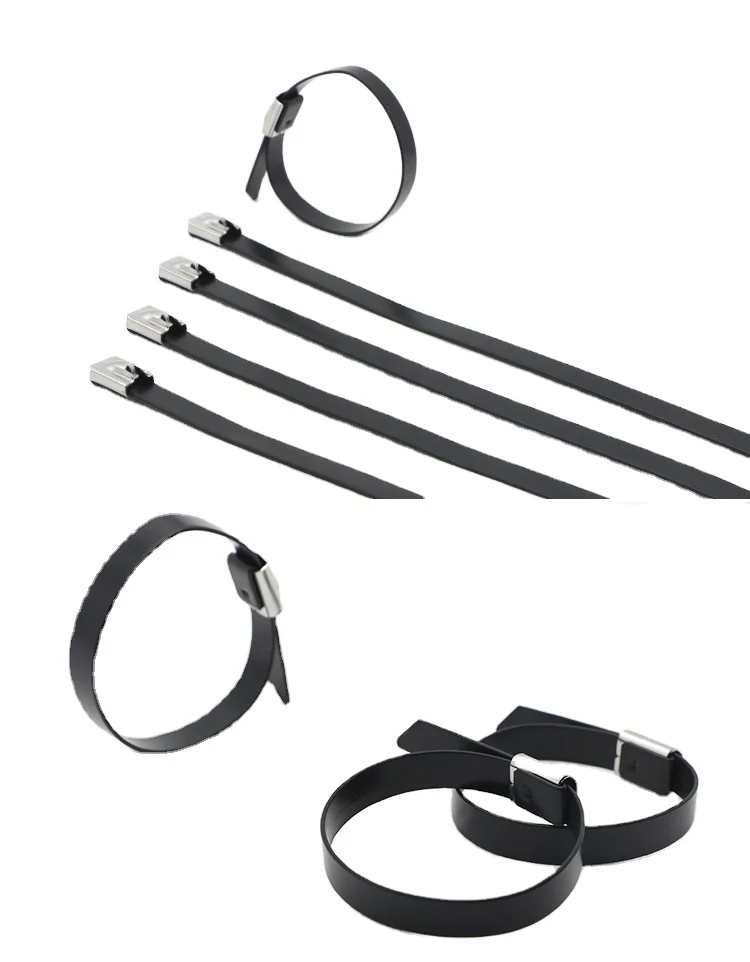 High Quality Fasten Stainless Steel Cable Ties-self Lock polyester Coated zip Tie