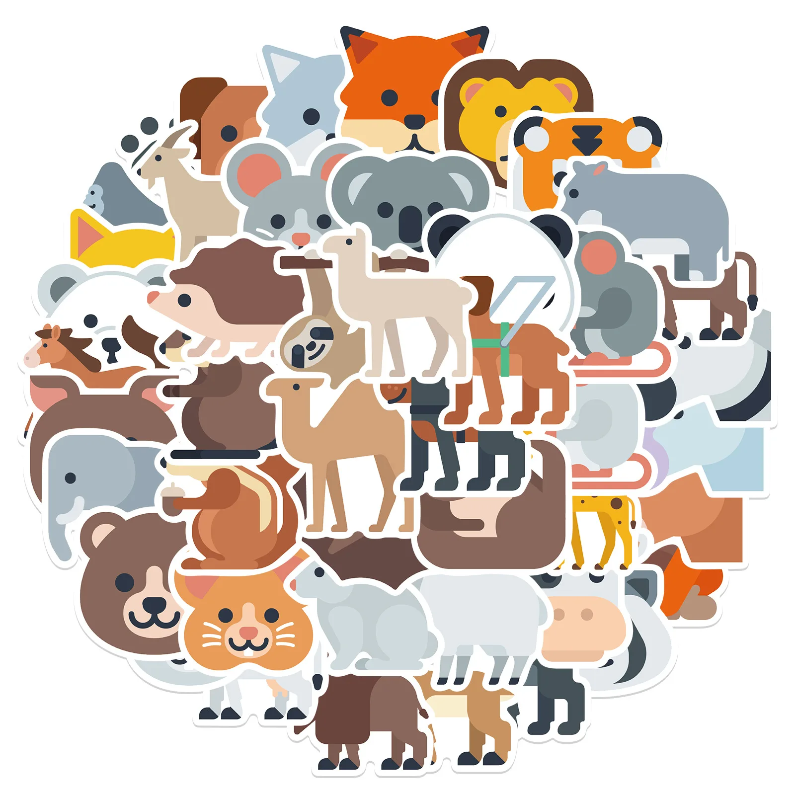 52PCS Cartoon animal vinyl stickers printed die cut logo custom stickers decorative for phone laptop