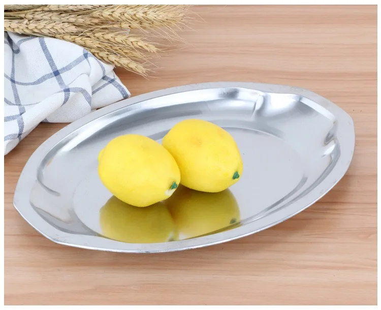 Stylish Egg shape plate Convenient Stainless steel plate Seamless Oval plate