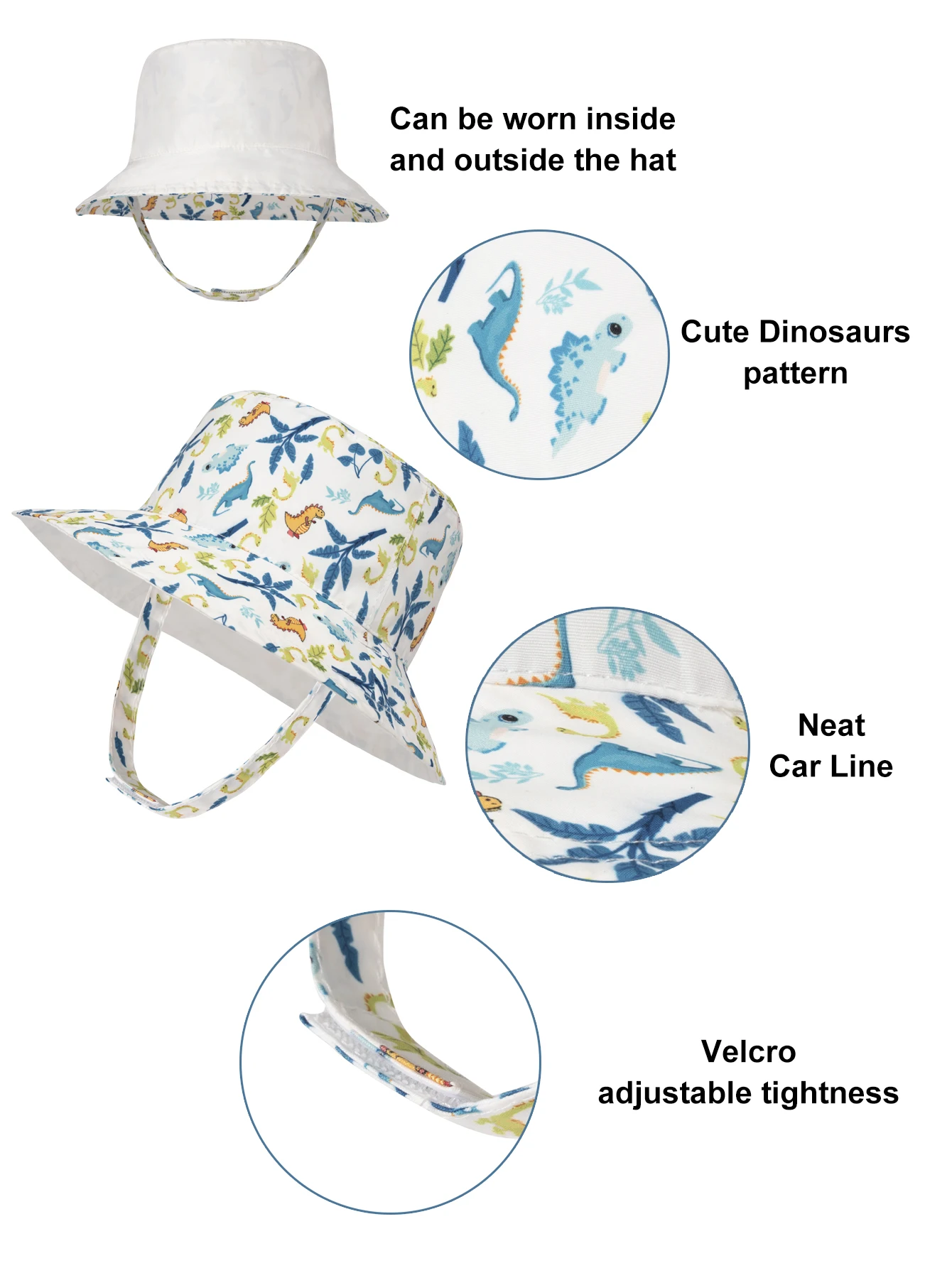 fashion printed wholesale designer baby summer cap child custom sun reversible beach hat outdoor children kids bucket hat