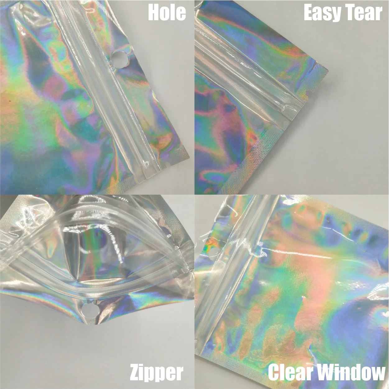 In Stock Makeup Brushes Plastic Packing Bags Resealable Zip Party Favor Accessories Foil Holographic