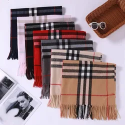 Wholesale Custom Plaid Luxury Designer Soft Mens Pashmina Winter Warm Shawl Pashmina Cashmere Scarves for Mens Gift