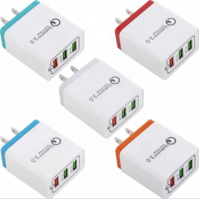 Wholesale EU US 3 Ports Colorful USB Chargers Fast Charging QC 3.0 Travel USB Wall Charger