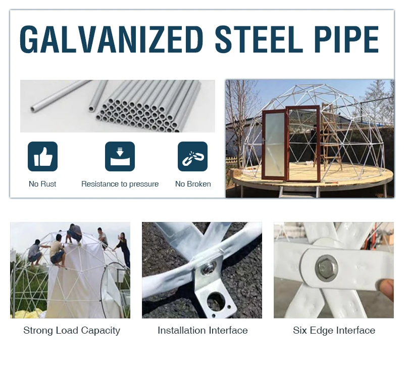 AOYU 4 Seasons Igloo Geodesic Dome Tent Structure Glamping Domes 6m