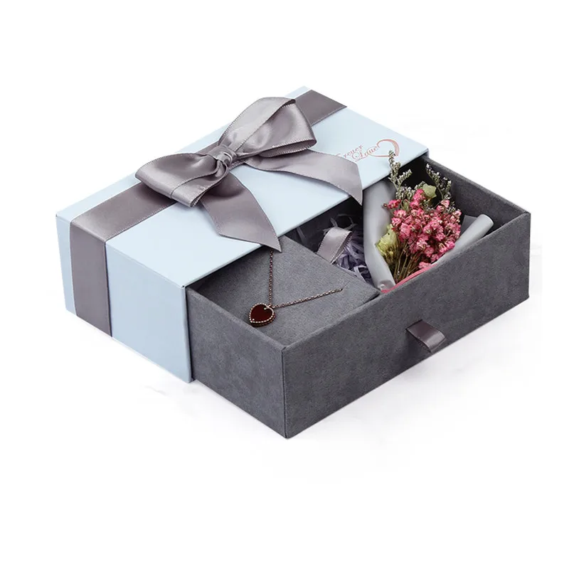 White  mens make up tie sets treasure packaging chest gift box with ribbon