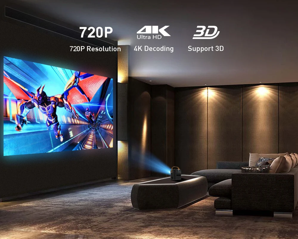 Mini Beamer 1080p 4k Android DLP Texas Instruments Smart Mini Led Pocket Projector