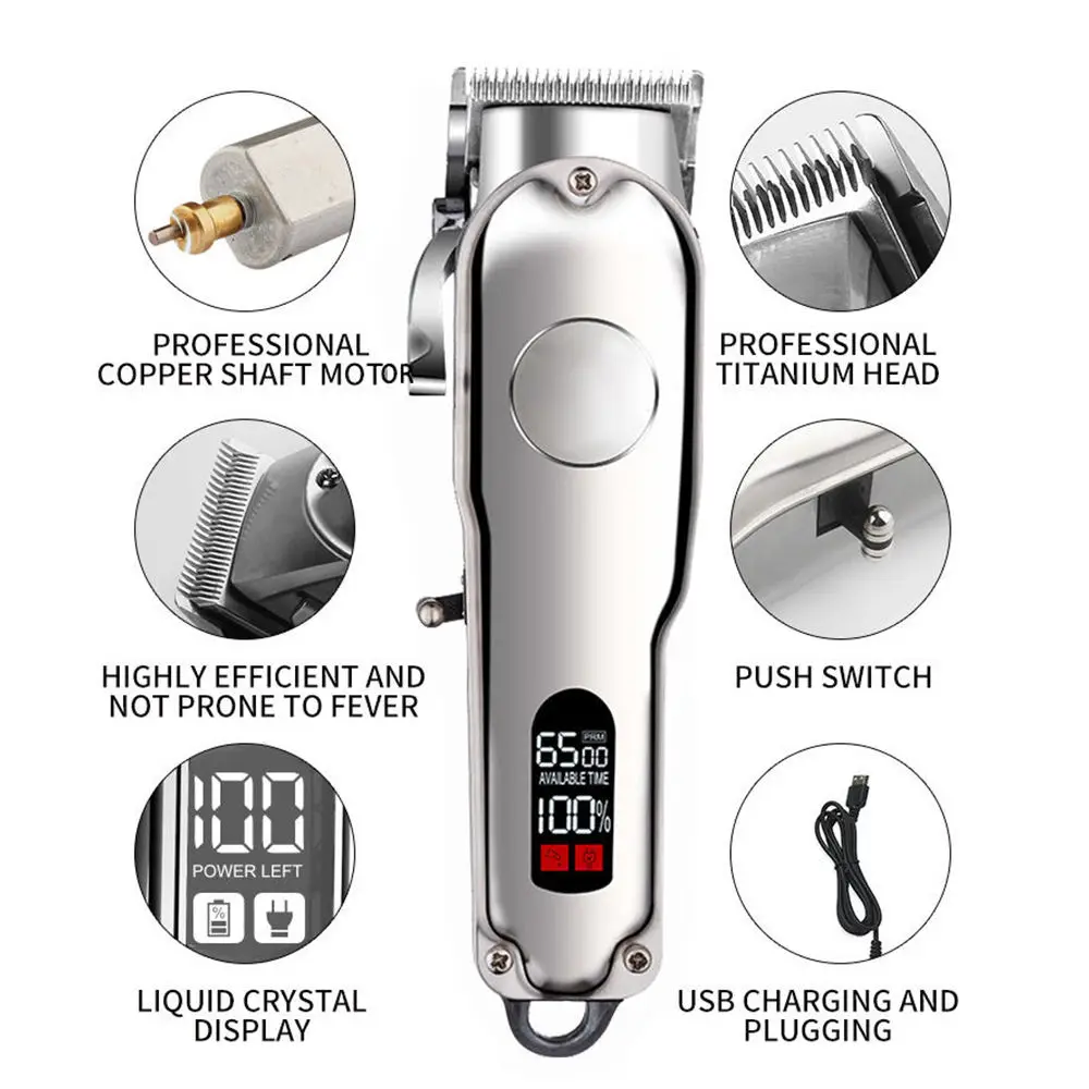 Professional Barber Rechargeable LCD Hair Clippers Beard Cutting Shaving Hair Trimmer For Men