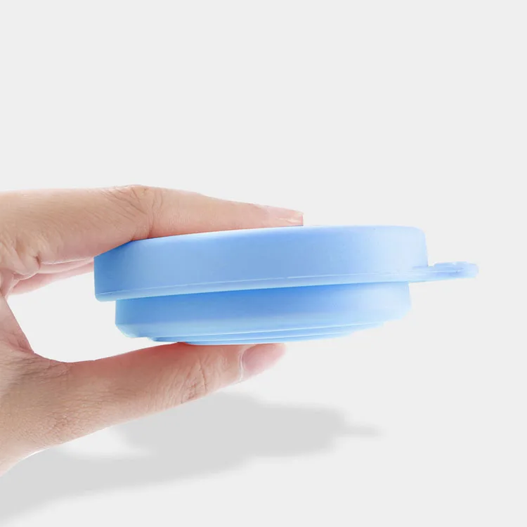 Portable OEM Custom Logo Reusable Collapsible Travel Coffee Mug Silicone Foldable Coffee Mug Cup With Lid