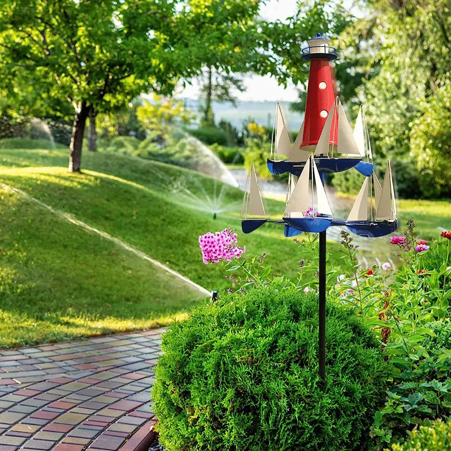 New Product Unique Design Outdoor Sculpture Sailing Windmill Metal Garden Decoration Windmill for Gardens