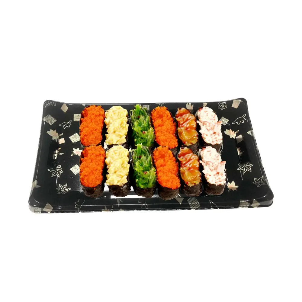 Red Gold Color Customization Wholesale Food Grade Disposable Sushi Container Takeaway Boat Type PS Packaging Box For Food