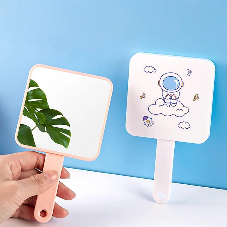 High Quality Customized Logo Mini Portable Cosmetic Makeup Mirror With Comb Single-Sided Square Round Design Bulk Packed