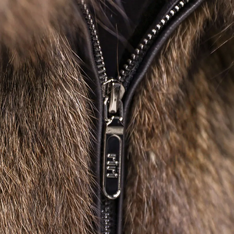 North American imported mink fur mink coat Genuine Men Brown Mink FUR Fitted Jacket