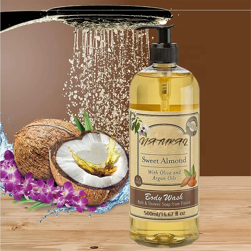 Sweet Almond with Olive and Argan Oils Shower Gel Cleanses the Skin and Removes Dirt and Impurities PH Balanced Body Wash