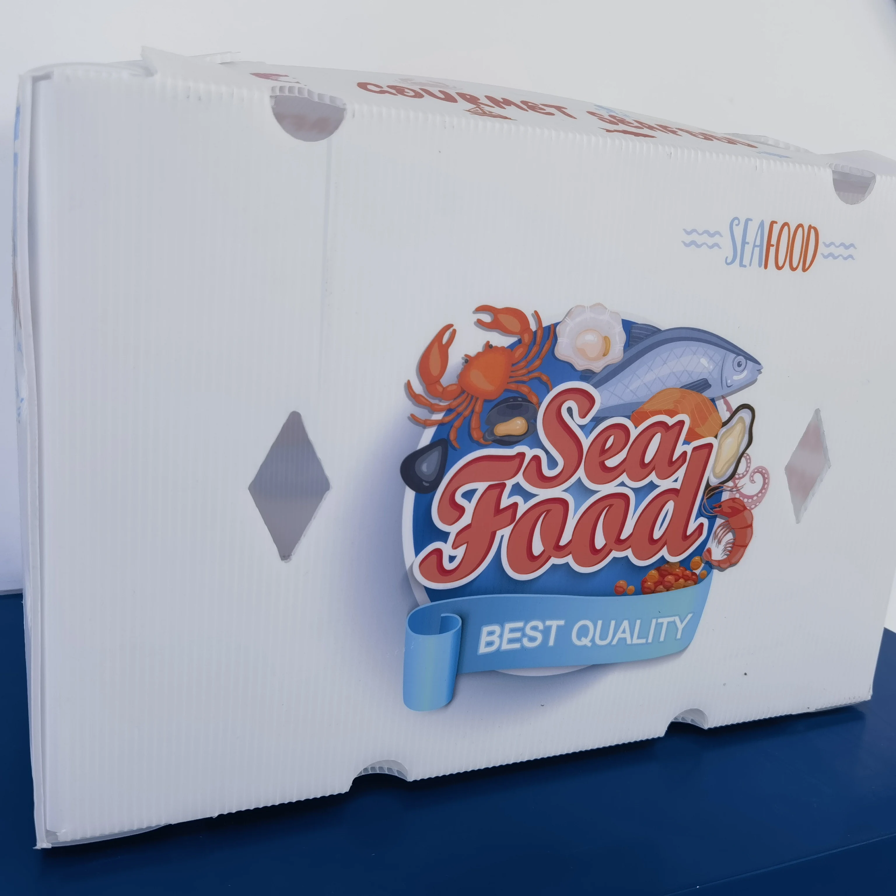 Vietnam/China Factory Corrugated Coroplast PP Waterproof Plastic Seafood Packaging Box