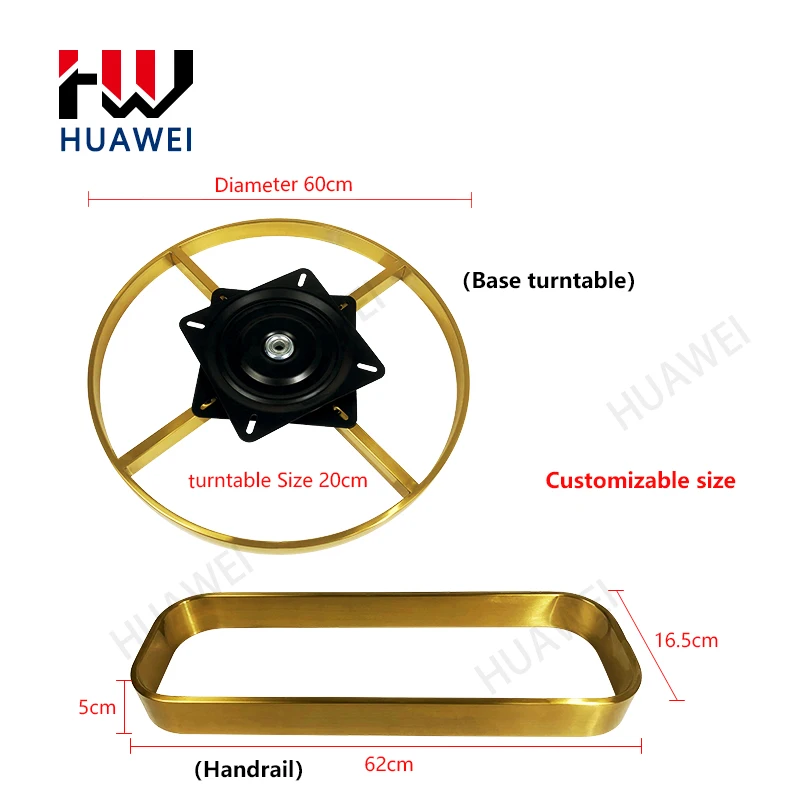 HUAWEI Golden Stainless Steel Decorative Furniture Frame Hardware Accessories Metal Sofa Frame With Handle and Swivel Plate