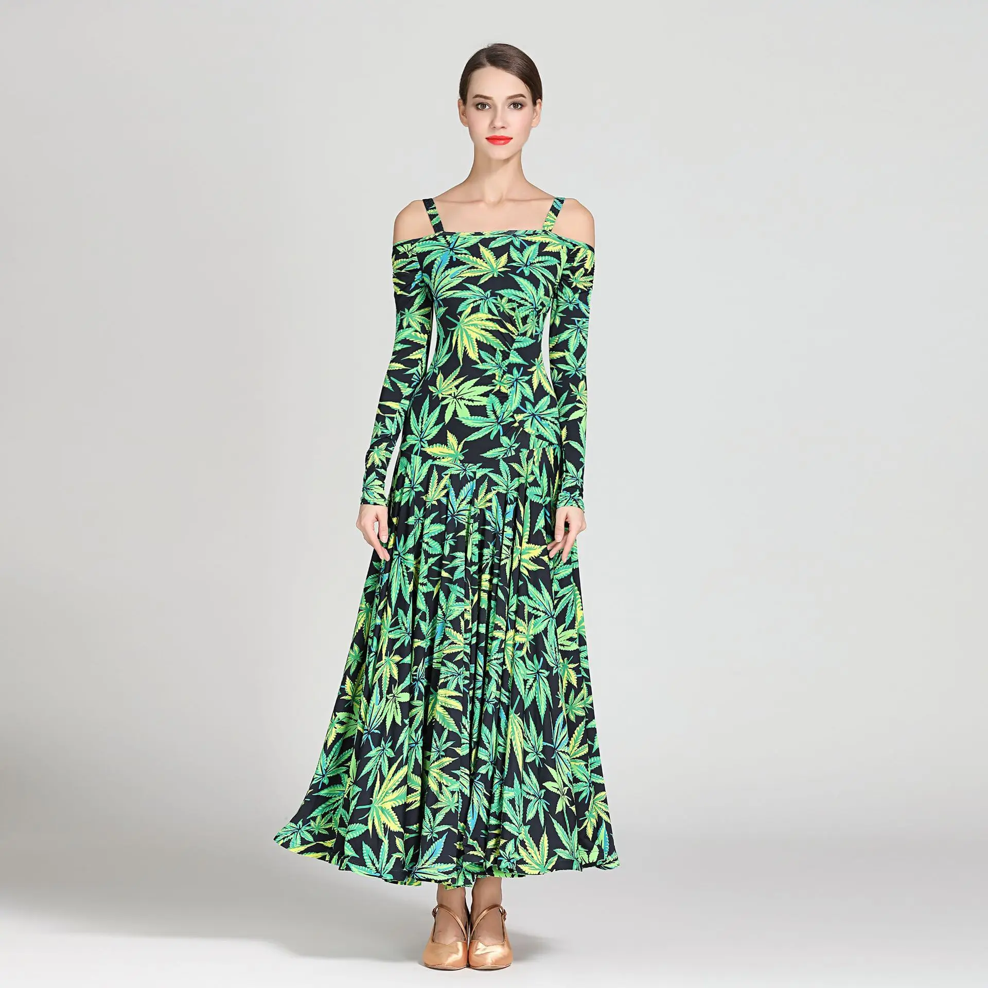 New Classic Bohemian Sling Ballad Dress Leopard Grain Ballroom Dance National Dance Dress